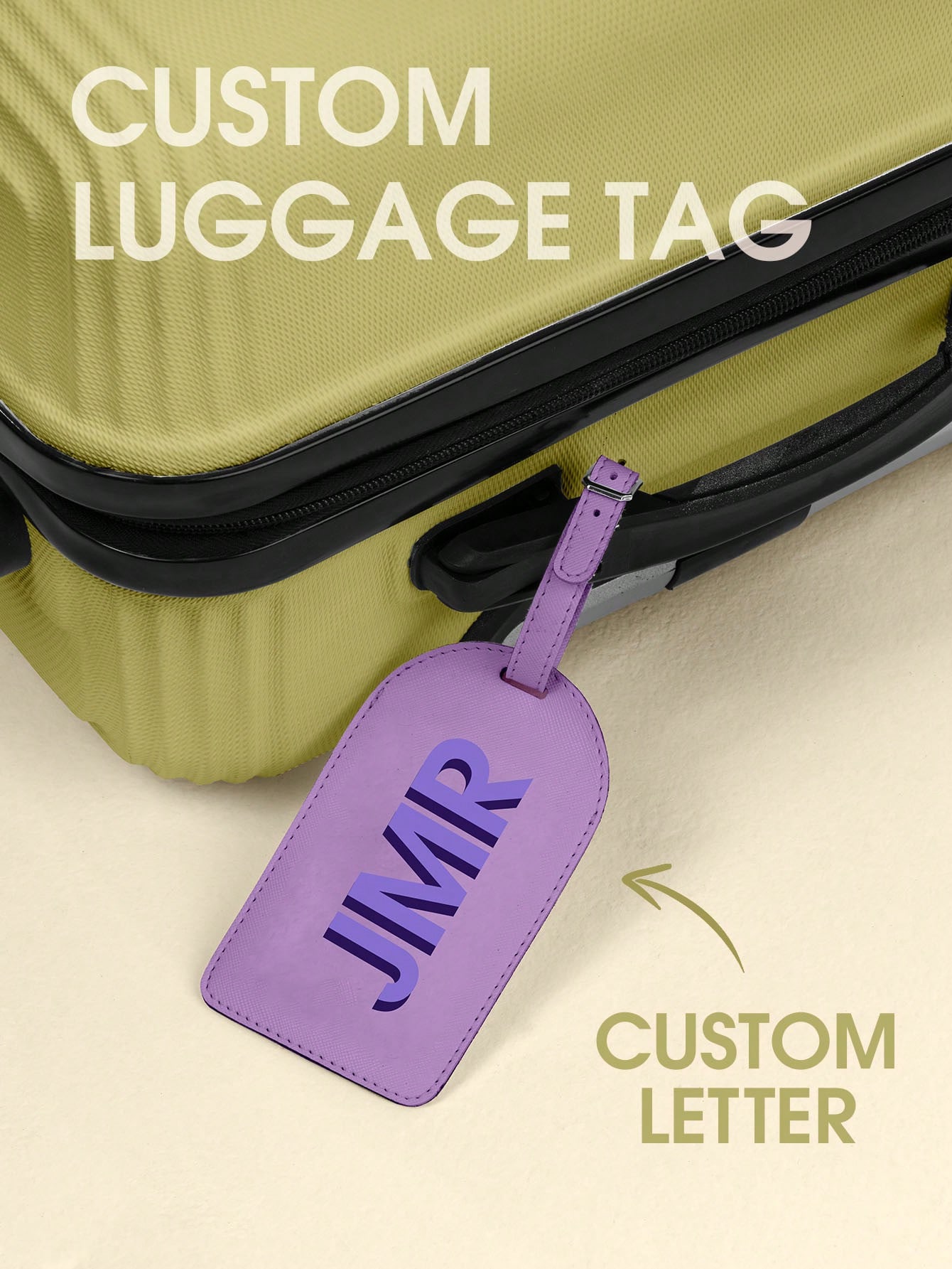 Travel Luggage Set - Personalized Initial Luggage Tag Custom Letter