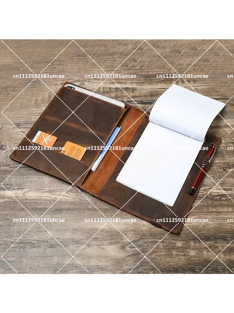 Leather Briefcase - B5 Retro Leather Document Folder Notebook