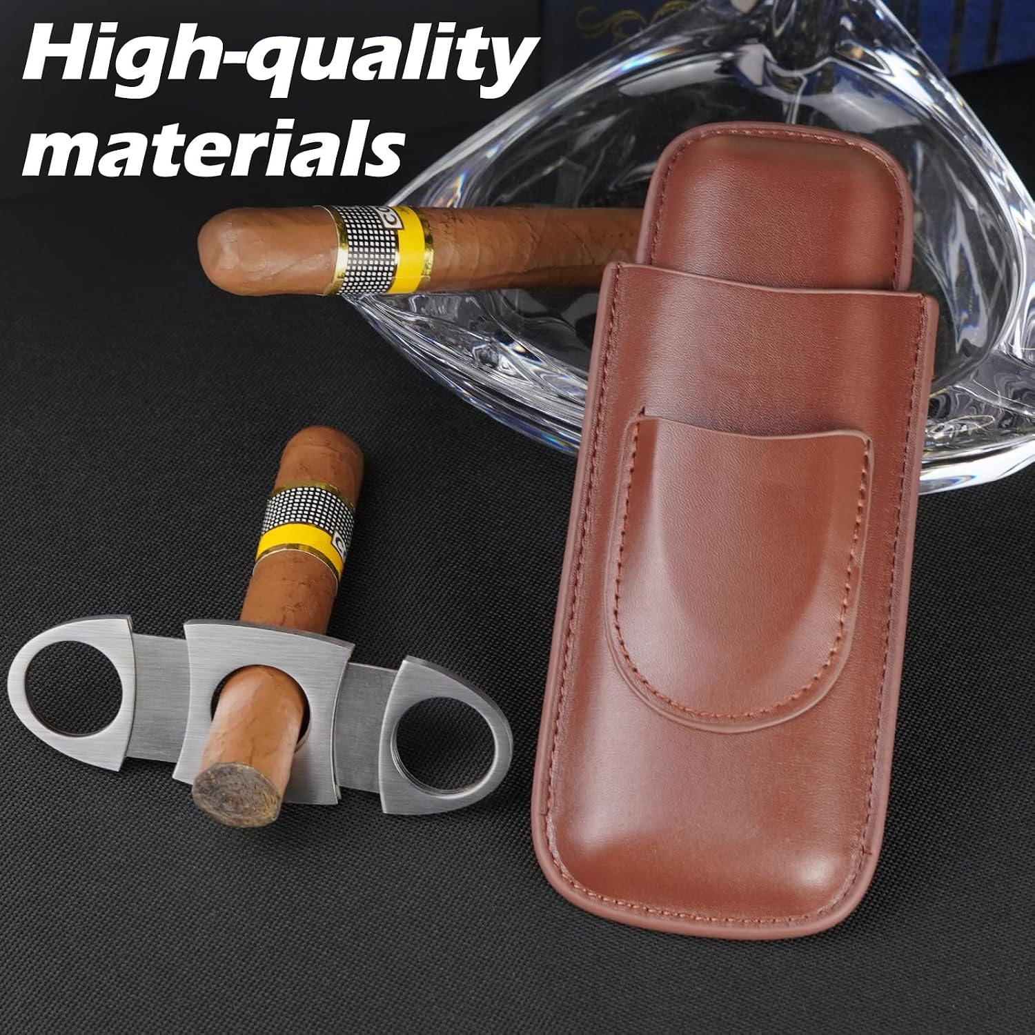 Portable 2-Finger Leather Ciga - Premium Cigar Case 评论和价格