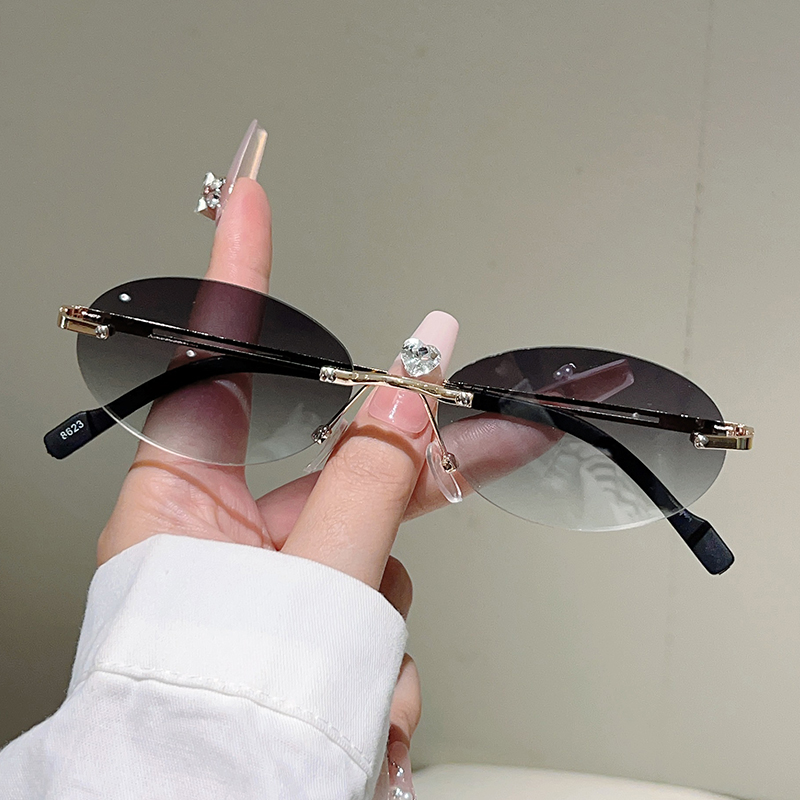 Rimless Oval Sunglasses Women  - Designer Sunglasses 评论和价格