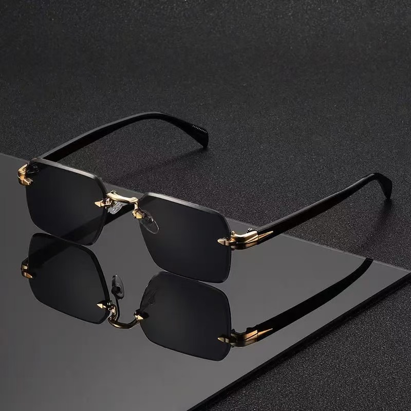 Rimless Sunglasses Rectangle F - Sunglasses Uv400 评论和价格