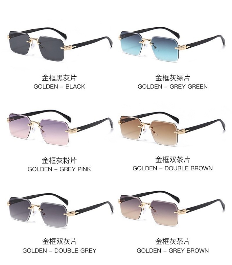 Rimless Sunglasses Rectangle F - Sunglasses Uv400 评论和价格