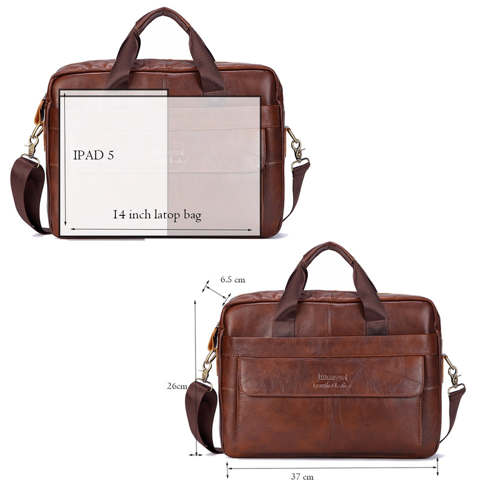 Men Genuine Leather Handbag Fa - Leather Briefcase 评论和价格