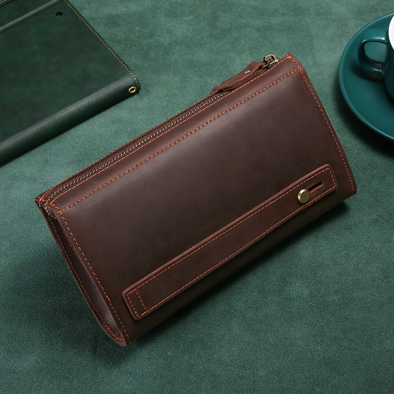 Men's Clutches Long Handbag Bu - Leather Wallet Men 评论和价格