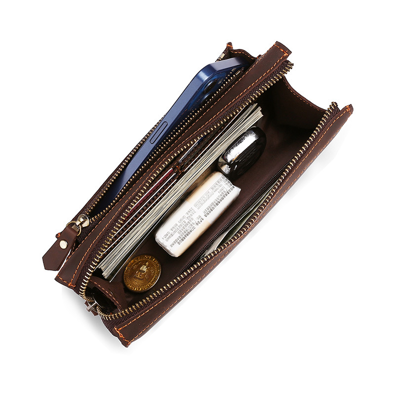 Men's Clutches Long Handbag Bu - Leather Wallet Men 评论和价格