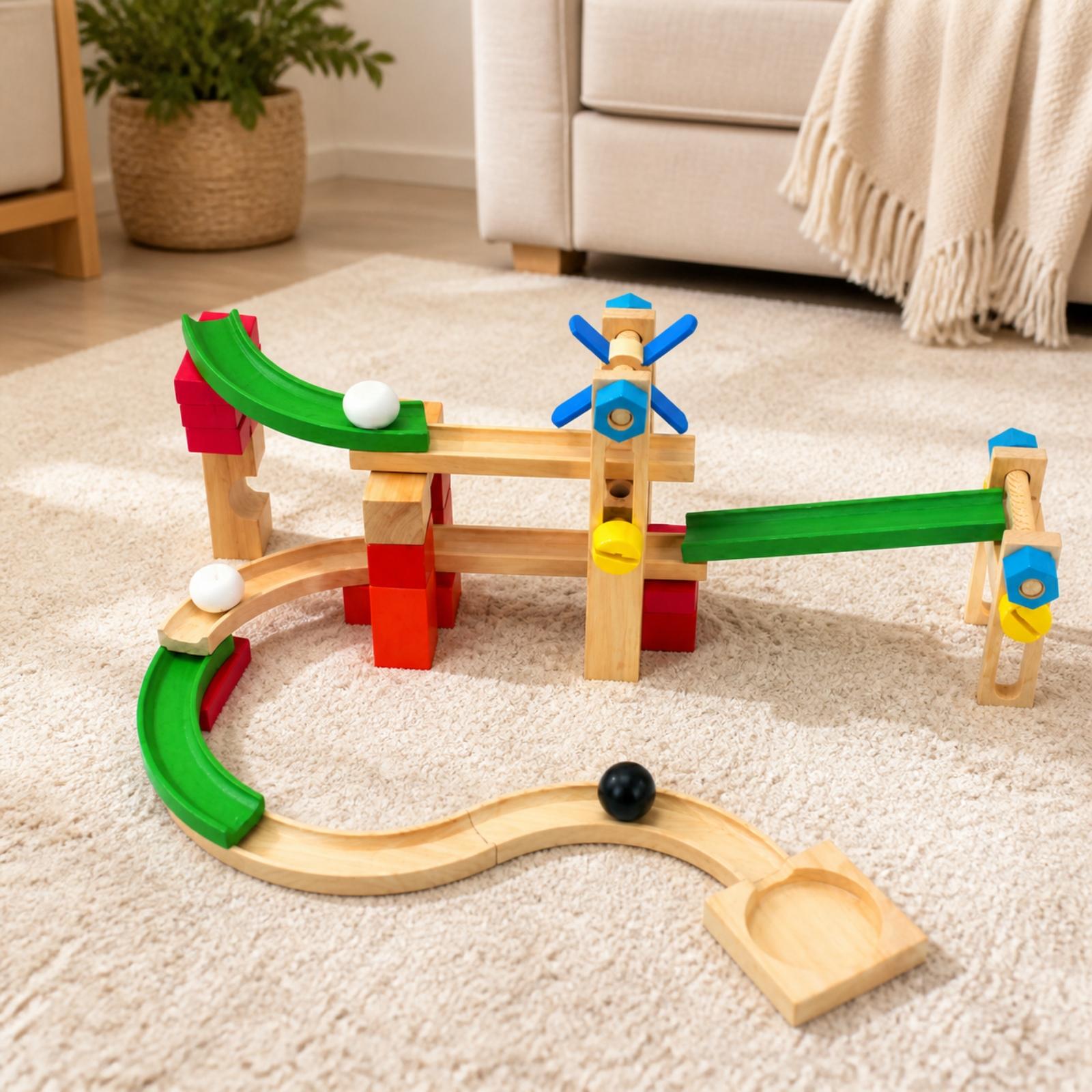 Wooden Marble Run Track for Ki - Marble Coaster Set 评论和价格