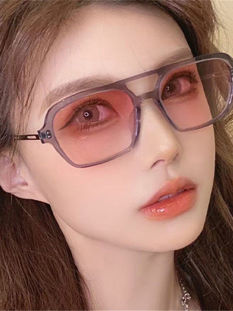 Retro Double Bridges Sunglasse - Sunglasses Uv400 评论和价格