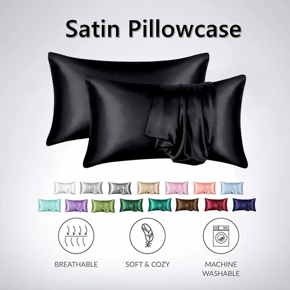 2pcs/lot Solid Silky Satin Ski - Silk Pillowcase 评论和价格