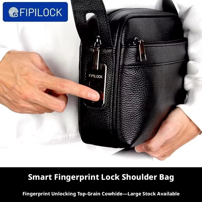 Anti-theft Fingerprint Lock Ba - Leather Wallet Men 评论和价格