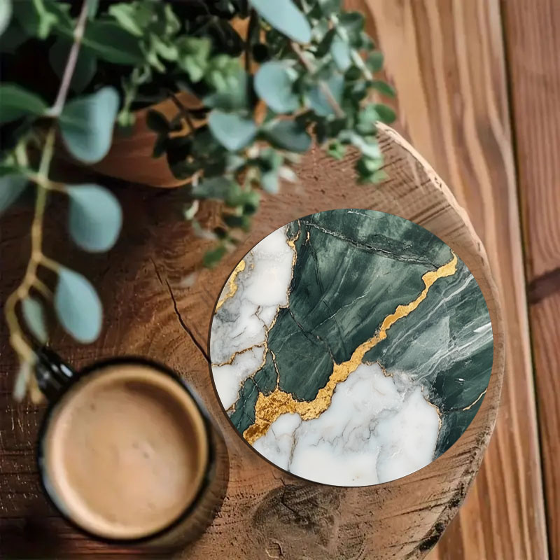 4 Pieces of Marble Pattern Pri - Marble Coaster Set 评论和价格